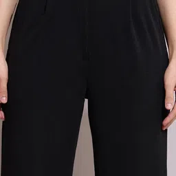 sqew Women Loose Fit Black Lycra Blend Trousers image 4