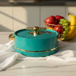 zeyllox Inner Steel Casserole | PU Insulated | BPA Free | Hot Pot for Kitchen- Teal Blue Serve Casserole-picture-43