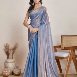 Ready to Wear Solid/Plain Bollywood Silk Blend Saree-image-4