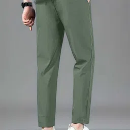 prabaha Men Solid Olive Track Pants image 4