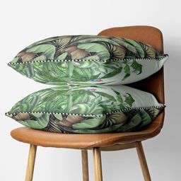 BIANCA Black & Green Set of 2 Floral Square Cushion Covers-picture-9