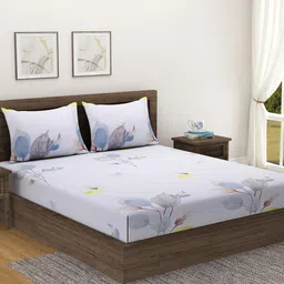 SWAYAM White & Grey Floral King Bedsheet with 2 Pillow Covers-picture-28