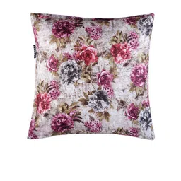 Arrabi Set Of 5 Pink & Off White Floral Printed Chenille Square Cushion Covers image 2
