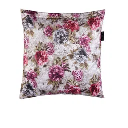 Arrabi Set Of 5 Pink & Off White Floral Printed Chenille Square Cushion Covers image 4