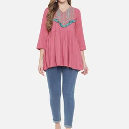 Ramas Rust Floral Embroidered Empire Top image 5