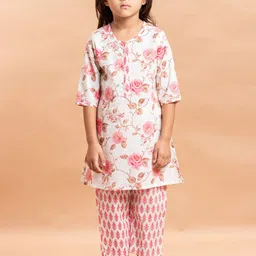 Sangria Girls Printed Pure Cotton A-Line Kurta With Trouser-picture-32