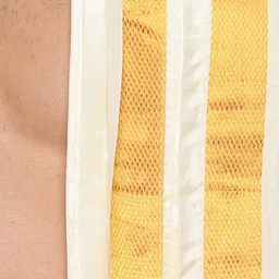 Sethukrishna Men Cream and Gold-Toned Solid Dhoti With Angavastram image 2