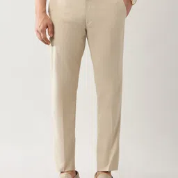 Men Regular Fit Beige Polyester Trousers-image-21