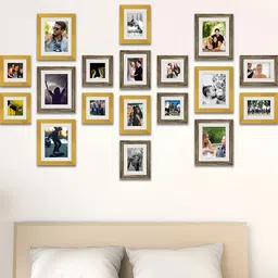 ArtzFolio Yellow & White 18Pcs Wooden Wall Photo Frames-image-5