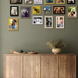 ArtzFolio Yellow White 16 Pieces Wooden Wall Photo Frames-picture-28