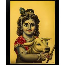 Hawai Black & Red Lord Krishna Religious Wooden Wall Photo Frame-picture-6