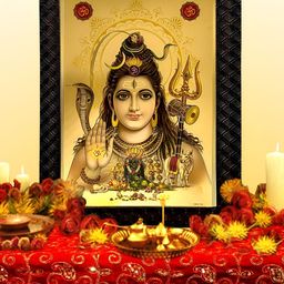 Hawai Black & Brown Sri Goddess Lord Shiva Gold Plated Wooden Photo Frame-picture-23