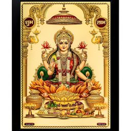 Hawai Black & Gold Toned Mahalaxmi Religious Wooden Wall Photo Frame-picture-1