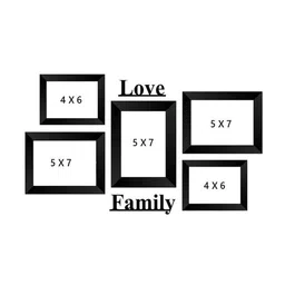 eCraftIndia Set Of 5 Black Solid Memory Wall Collage Photo Frames image 3