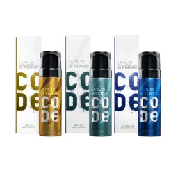 wild stone code Wild stone Men Set of 3 Code Long Lasting Body Deodorant 150ml each - Gold+Titanium+Steel-picture-24