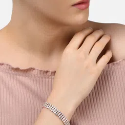 Zaveri Pearls Set of 2 Rose Gold-Plated White Brass Cubic Zirconia Wraparound Bracelet image 3