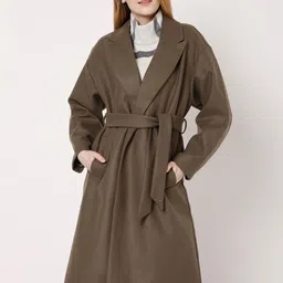 Vero Moda Women Brown Solid Knee-Length Wrap Coat-image-38