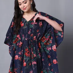 KALINI Floral Print Flared Sleeve Cotton Kaftan Top-picture-36