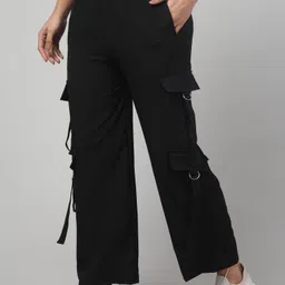 diamond ruby Women Loose Fit Black Polyester Trousers-picture-21