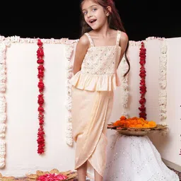 VASTRAMAY Girls Embroidered Sequinned Ready to Wear Lehenga & Crop Top-image-26