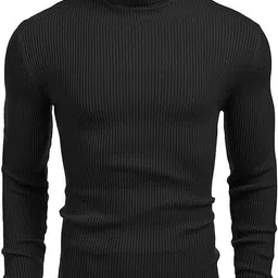 gulika Men Solid High Neck Black Sweater-picture-23