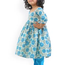 BAESD Girls Floral Printed Regular Gotta Patti Kurta with Sharara image 2