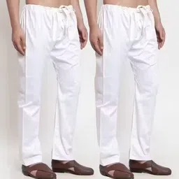 maimoda creation Pack of 2 Super Soft White Cotton Comfortable Ideal for Pooja, Festivals Men Pyjama image 1
