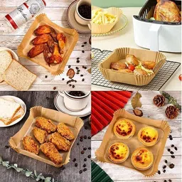 kesol 100 Pcs Square Air Fryer-Paper Disposable Paper Liner, Baking Paper & Oil-proof Airfryer Tray image 4