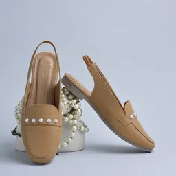 JM Looks Pearl Detail Slingback Loafers Bellies For Women-picture-27