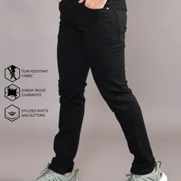 lzard Men Regular Mid Rise Black Jeans image 2