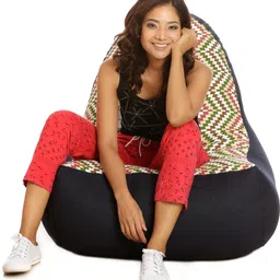 txor XXL Urban Design Denim Canvas IKAT Printed Bean Bag Chair With Bean Filling image 2