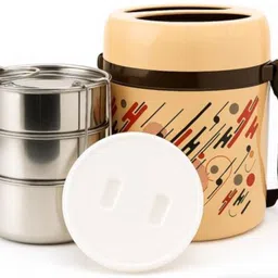 samrat royal Insulated Peach Lunch Carrier | 3-Container Tiffin Box with Strap 3 Containers Lunch Box-picture-15