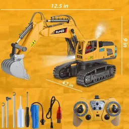 halo nation 9 Channel RC Excavator Rechargeable Truck 360° Rotation, Moving Shovel, & Smoke image 3