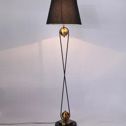 Black Fabric Shade Floor Lamp with Black Base by The Light Studio image 3