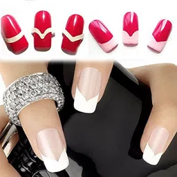 futurekart French Manicure 3 Style Nail Art Sticker Stencils, White (Pack of 10 Sheets) image 2