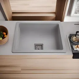 sumra g Quartz Single Bowl Phantom Granite Sink for Kitchen And Pvc Waste Pipe-Flushmount/Undermount (16 x 18 x 9) Vessel Sink-picture-22