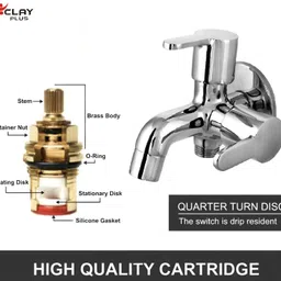 clayplus 2 In 1 Bib Cock / Faucet / Tap With Flange 2 in 1 Bib Tap with Wall Flange | Pure Brass Bib Tap Faucet image 3