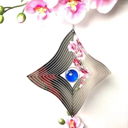 pinkparifashion 3 Step Spinner Metal Hanging Ornament Decor 360° Rotating Wind Spinner Stainless Steel Wind Spinner image 4