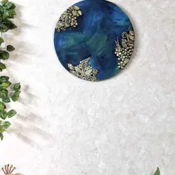 disoo fashions Peacock Blue Colour Engineered Wood 15 Inch Wall Art With 3D Clay Work-picture-40