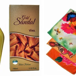 Woody Gold Sandal Perfume 100ML + 3 Women Cotton Handkerchiefs Eau de Parfum-100 ml-image-58