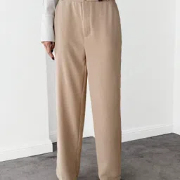 whisq Women Regular Fit Beige Cotton Blend Trousers-picture-12