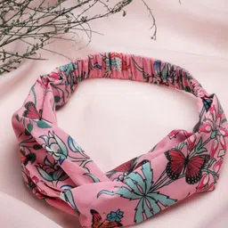 SHAYE Women Pink & Sea Green Floral Print Hairband-image-10