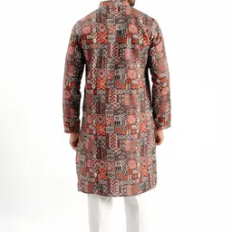 modern mughals Men Printed Cotton Blend Straight Kurta image 2
