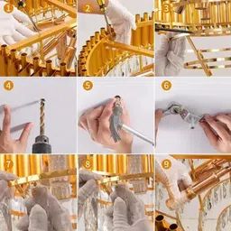 shreshtha crystal Gold polish metal 300mm chandelier hanging ceiling pendant chandelier Chandelier Ceiling Lamp image 5