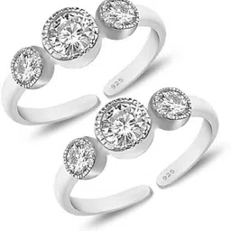 styleejewel 92.5 Sterling Silver Multi CZ Band Toe-rings (Bichhiya) for Women Sterling Silver Cubic Zirconia Silver Plated Toe Ring image 1