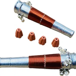 keshu handicraft Chillum With 4 Gitti Silver, Copper Outside Fitting Hookah Mouth Tip image 3