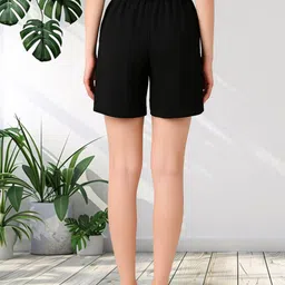 houseofcommon Solid Women Black Casual Shorts image 2
