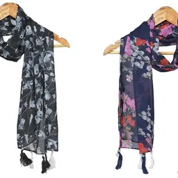 mss fashion Printed Chiffon Women Multicolor Stole, Scarf, Fancy Scarf-picture-46