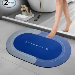 sunvibe Blue Slogan Rubber 16x24 Inches AntiSkid Bath Mat image 1