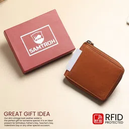 samtroh Men Casual Tan Genuine Leather RFID Wallet image 3